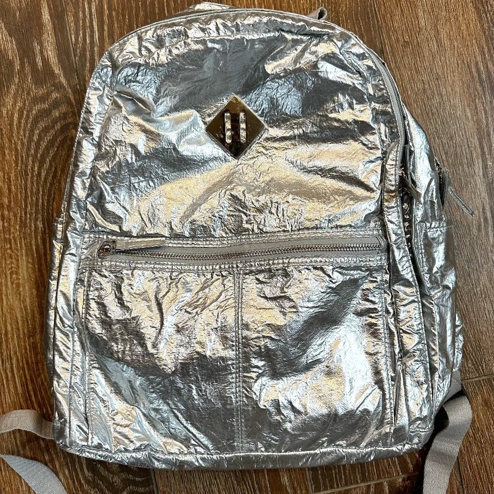 Silver Foil Backback with Laptop Pocket